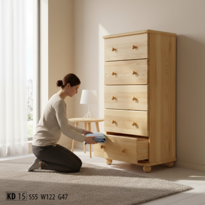 Kommod Héich Schaf Schief Echt Holz Kommod Vollholz Miwwel Massivholz Neij