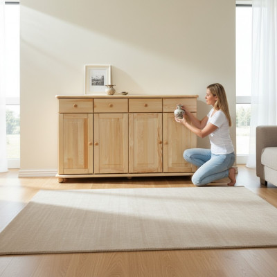 Kommod 165cm Säitestrooss Schaf Anrichte Holz Schaf Miwwel Kommoden Massivholz