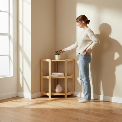 Eckregal Bicherregal Wunnzëmmer Mauer Regal Eechte Holz Regaler Eckregaler Büro