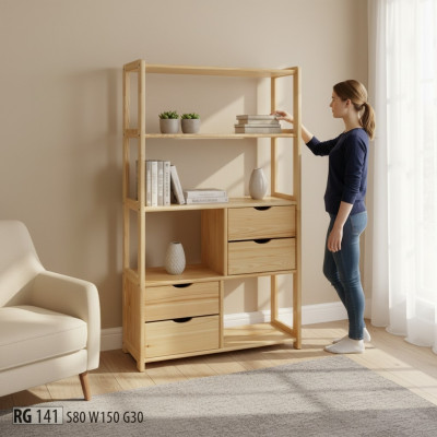 Designer Schaf Wandregal Wand Regaler Wunnzëmmer Schief Büro Miwwelen Vollholz