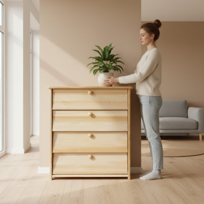 Schongschaf 4 Tirngeschaft Kommode Massiv Holz Miwwelen Schongkipp Schongregal