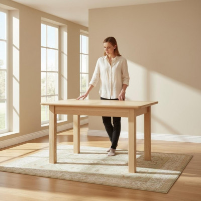 Iessdësch Holz Dëscher Wunnen Iess Zëmmer Dësch 120/170x80cm Massivholz Iessdëscher