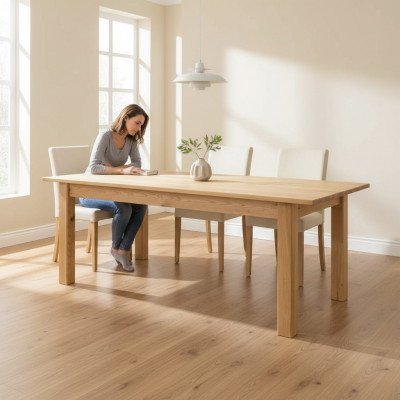 Dësch Iessdësch Massiv Miwwelen Iesszëmmer 200x90cm Echt Holz Vollholz Nei Dëscher