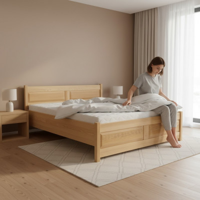 Bett Holz Massive Schlofzëmmer Better 100x200 cm Eenzelbett Massivmiwwel