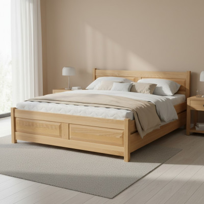 Bett Holz Massive Schlofzëmmer Better 100x200 cm Eenzelbett Massivmiwwel
