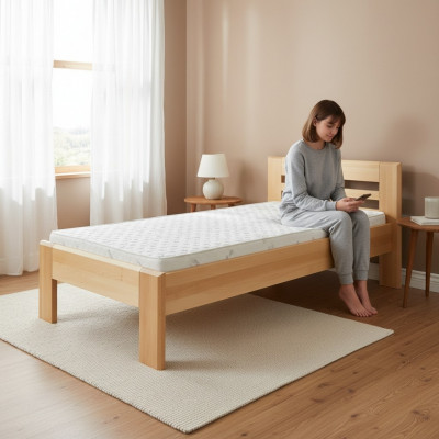 Holz-Bett Echt Holz Bett Better Schlofzëmmer Hotel 100x200 Stil Massiv Miwwelen