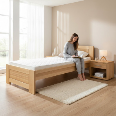 Holzbetti Eechte Holz Bett Schlofkummer Hotel 100x200 Stil Massiv Miwwelen Better