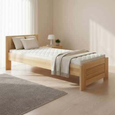 Holzbetti Eechte Holz Bett Schlofkummer Hotel 100x200 Stil Massiv Miwwelen Better