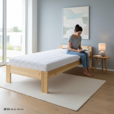 Eenzelbett handgemaachent Holzbett Kannerbett Massivholzbett Massivholz Better Neit