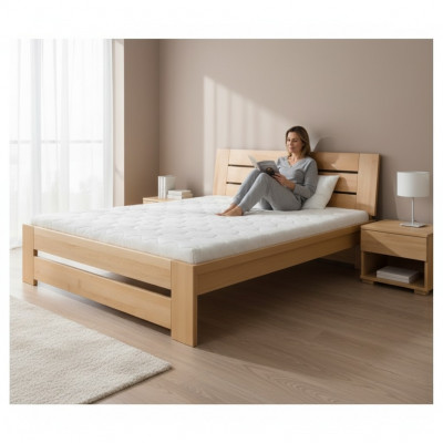 Holzbett Echt Holz Bett Better Schlofzëmmer Hotel 180x200 cm Stil Massiv Miwwelen