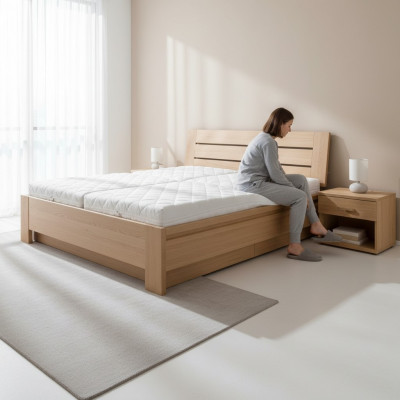 Holzbett Eechte Holz Bett Betten Schlofkummer Hotel Landhaus Stil Massiv Miwwelen