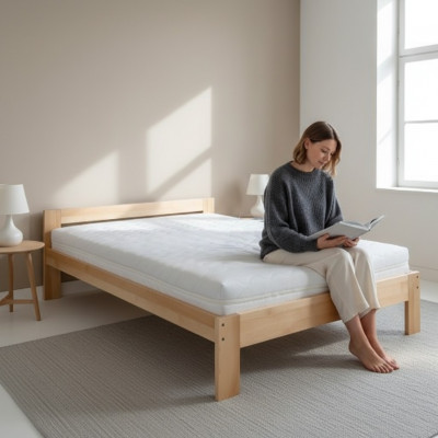 Schlofzëmmer Holzstull Echt Holz Bett Better Hotel 180x200cm Stil Massiv Miwwelen