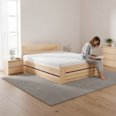 Bett 180x200cm Massivt Holz Better Duebelbett Ehebett Schlofzëmmer Miwwelen Nei
