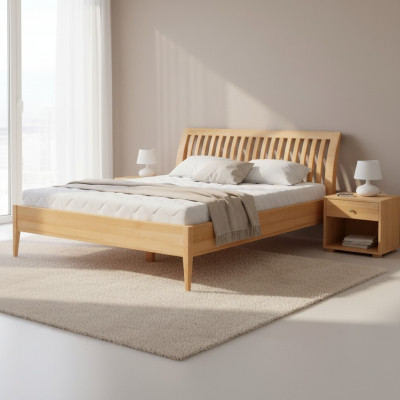 Bett Holz Massiv Schlofzëmmer Better 100x200 cm Eenzelbett Massivmébel Miwwelen