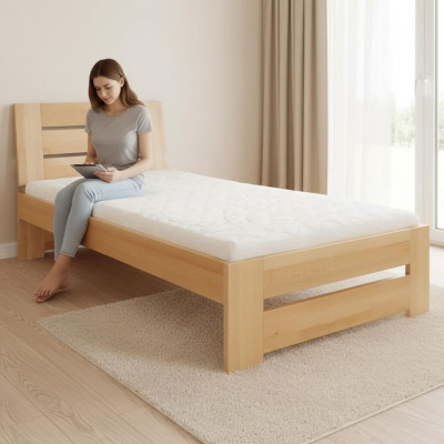 Holzbettréchtes Holz Bett Better Hotel 100x200 Stil Massiv Miwwelen Schlofzëmmer