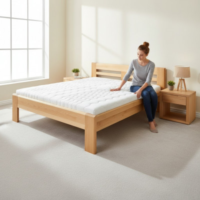 Bett Holzbett Echt Holz Betten Hotel 180x200 Stil Massiv Miwwelen Schlofzëmmer