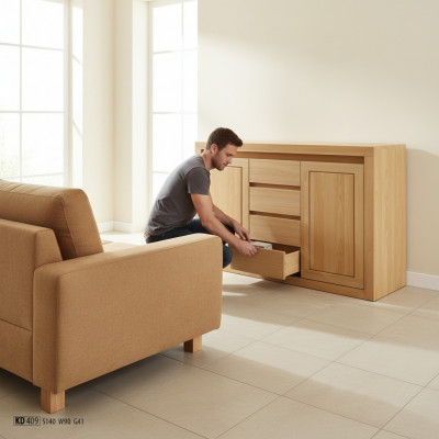 Designer Kommode Säit Low Board Kleederschaf Regal fir Wunnzëmmer Massivholz