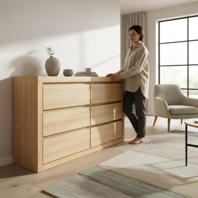 Holz Kommode Schieflaascht Kommode handgemaachte Massivholz Schlofzëmmer Kommode Nei