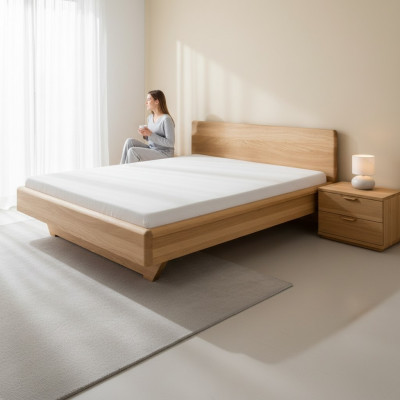 Design Massivholzbett 180x200 Better Eech Holzbett Schlofzëmmer Bettgestell