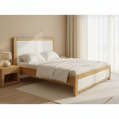 Massivholz Duebelbett aus Buche Schlofzëmmer Miwwelen Holz 180x200cm Neien