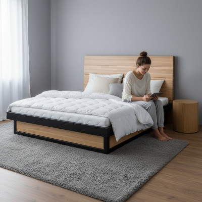 Design Holzbett XXL 180x200cm Bett Duebelbett Echtholz Schlofzëmmer Hotel Better