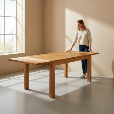 Eechte Massivholzdësch 180x90cm Iesszëmmer Dëscher Eech massivholzdësch Miwwelen