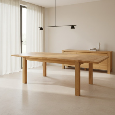 Eechte Massivholzdësch 180x90cm Iesszëmmer Dëscher Eech massivholzdësch Miwwelen