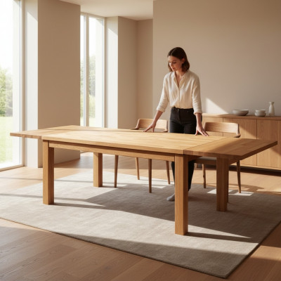 Iessdësch ausklappbaren Dësch Holzdësch handgemaachte Massivholz Nei 180x200cm