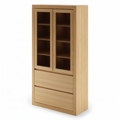 Modern Vitreineschaf Vitrin Handaarbecht Vollholz Schief Massiv Holz Eech