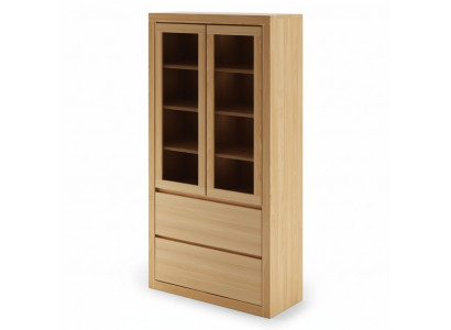 Modern Vitreineschaf Vitrin Handaarbecht Vollholz Schief Massiv Holz Eech