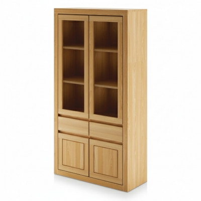 Modern Vitrinn Vitrinneschaf Handaarbecht Vollholz Schief Massiv Holz Eech