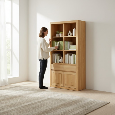 Wandschaf Holz Schief Witrin Wand Regalen Wunnzëmmer Handaarbecht Massivholz