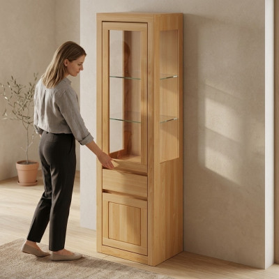 Handaarbecht Holz Miwwelen Vitrine Vitrineschaf Vitrinen Schaf Glasschaf Nei