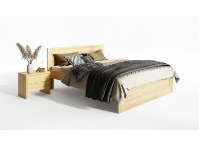 Schlofzëmmer 3-stéck Set Echt Holz Bett mat 2x Nuetsdëscher 180x200cm Massivholz
