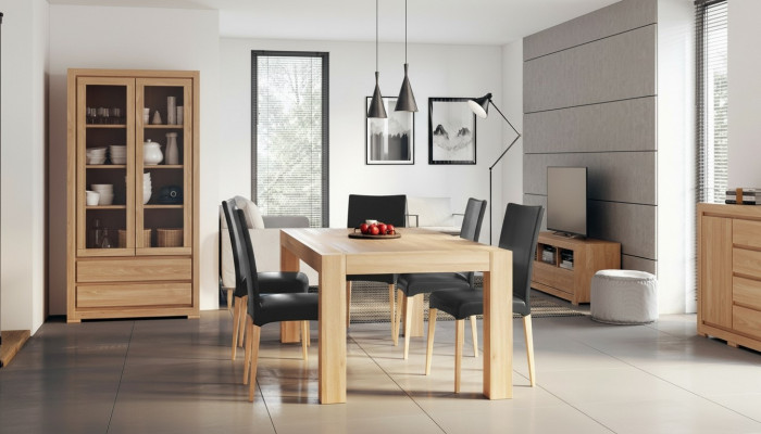 Iesssëtz Echt Holz Massivholz Dësch + 6 Still Iessgrupp Garnitur Vollholz