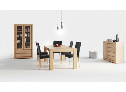 Iesssëtz Echt Holz Massivholz Dësch + 6 Still Iessgrupp Garnitur Vollholz