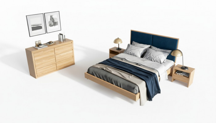 Schlofzëmmer Miwwelen 3tlg. Set Bett Massivholz Noluechten 2x Better Echt Holz