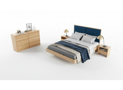 Schlofkummer Set 4-Stéck Set Bett 2x Nuetsdëscher Kommode Massiv Holz Garnitur Nei
