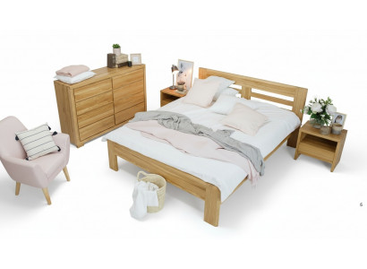 Schlofzëmmer Miwwel Set Bett Massivholz Nuetsdëscher 2x Better Richtegt Holz 3-deelech.