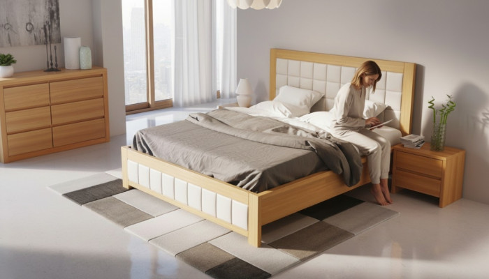 Massivholzbetter Holzbett Duebelbett handgemaach Massivholz Bett Nei