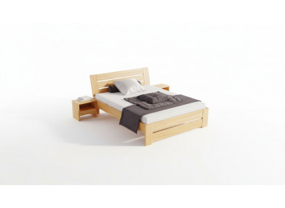 Schlofzëmmer Miwwelen 3-Deeler Set Bett Massivholz Nuetsdëscher 2x Richtegt Holz