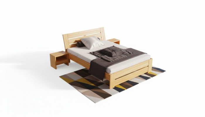 Schlofzëmmer Set 5tlg. Bett 2x Nuetsdësch + Schminktësch Spigel Vollholz Miwwelen Nei