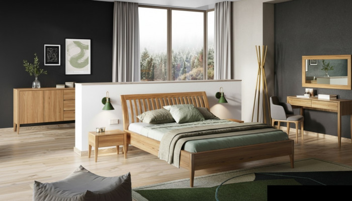Bett Schlofkummer Duebel Better 3tlg. Set 2x Nuetsdëscher Massivholz Eechte Holz