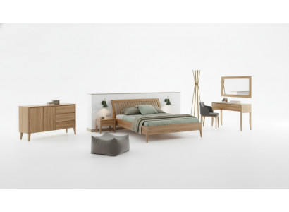 Bett Schlofkummer Duebel Better 3tlg. Set 2x Nuetsdëscher Massivholz Eechte Holz
