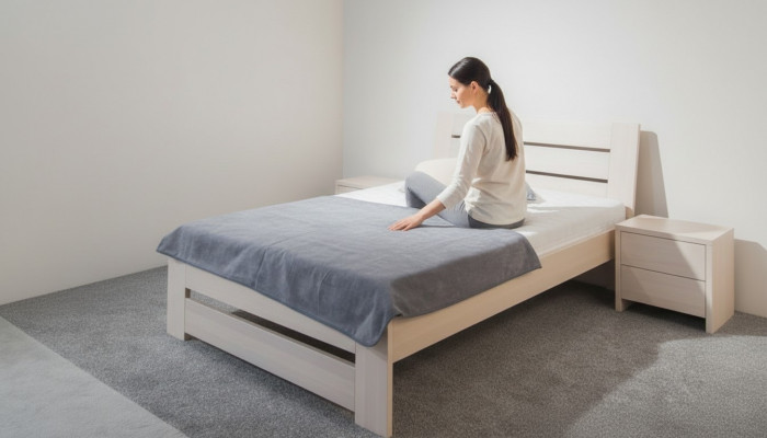 Bett Schlofzëmmer Komplett Set Better mat 2 Nuetsdëscher 100x200cm Loft Massiv