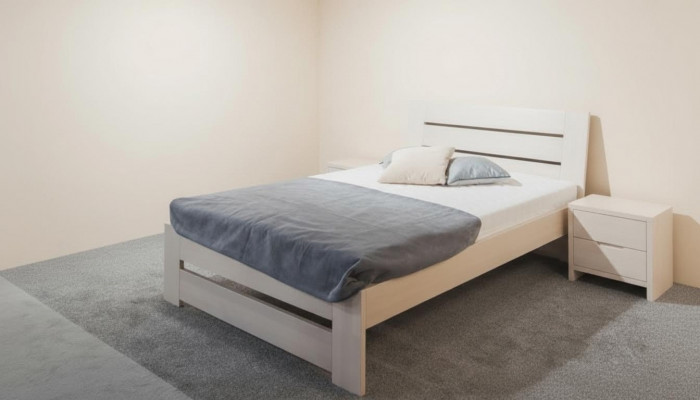 Bett Schlofzëmmer Komplett Set Better mat 2 Nuetsdëscher 100x200cm Loft Massiv