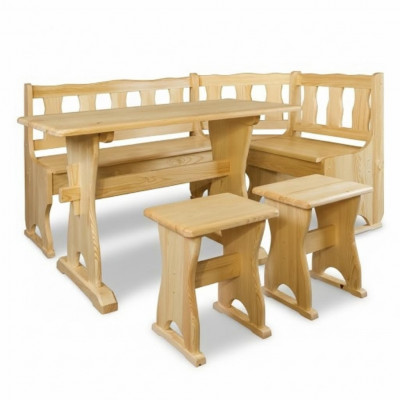 Eckbänk, Holzbank, massiv Bänken, Kichen, Iessberäich, Ecksëtz, Miwwelen, Echt Holz, Holz.