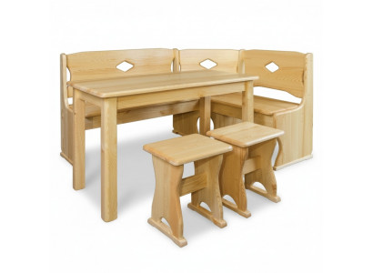 Eckbänk Holzbänk massiiv Holz Bänken Kichen Iessberäich Ecksëtzmöbel Eechtholz