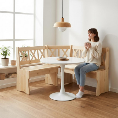 Eckbank Holzbank massiv Bänken Kichen Iessberäich Massivholz Holz Miwwelen Nei Ecksëtz