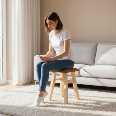 Hocker Holzhocker Schemel Holzschemel Massiv Kiefer NEI Handaarbecht Eechte Holz